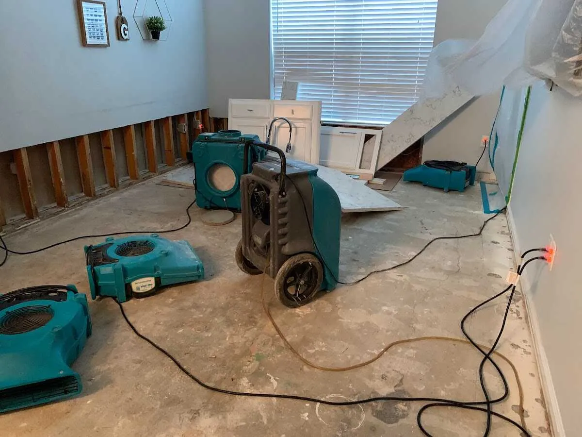 Dehumidifier in flood-cut room for Water Damage Restoration in Sebastian